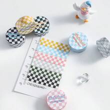 2pcs Checkerboard Pattern Washi Tape, Fresh Checkerboard DIY Paper Stickers, Creative Scrapbooking Supplies - Multicolor - View 4