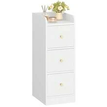 HEXCELEN Narrow Bedside Table, Side Table With 3 Drawers, Bedside Tables With Open Compartment, For Narrow Rooms, Bedroom, Living Room, 30 X 24 X 60 Cm, White With Wood Grain - trắng - Xem 8