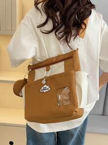 Cute Girl's Shoulder Bag Backpack, Large Capacity Handbag, Middle/High School Student Bookbag - Brown - View 8