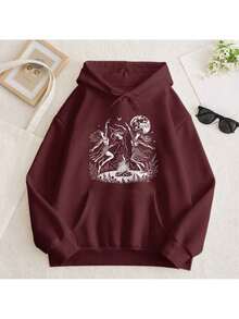 Coolane Canguru Estampado | Ilustração Lunar e Elementos Naturais - bordô - Visão 2