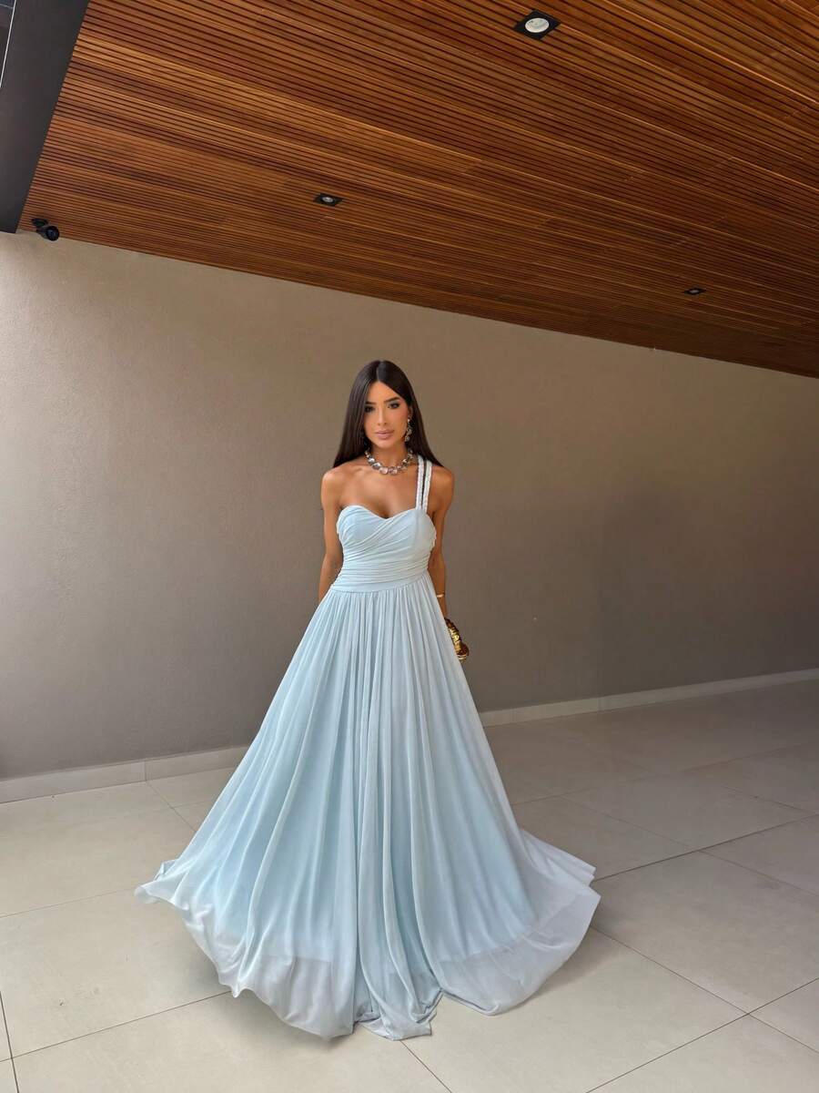Evelyn Long Tulle Dress For Parties, Bridesmaids, Graduations, And Events/Guests. - 淺藍色 - 查看 1