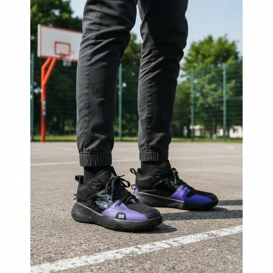 Pirma Star 90 Basketball Shoes - BLACK PURPLE - View 1