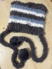 新款时尚个性多功能高端保暖冬季时尚针织帽，可作包包配饰，可爱甜美加厚针织抓绒帽男女皆宜冬季服装 - 包包帽 - 查看 6