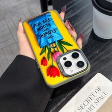 Colorful Silver Apple Phone CaseBright Flowers In A Blue Bag The Flowers Will Bloom.Compatible With  11 To  17 Models The Cases Lens Protection Function Ensures The Camera Remains Undamaged During Shooting  Guaranteeing Image Quality - Black - View 3