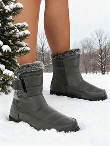 FZY New Winter Women's Snow Boots - Women's Non-Slip High-Top Snow Boots With Fur Collar - Women's Everyday Snow Boots, Women's Thick-Soled Non-Slip Boots - Plush Lining Snow Boots.Essential Easter Outfits - 灰色 - 查看 5