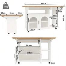Mobile Storage Islands - Natural + Silver+Grey + White + Glass + MDF - View 5