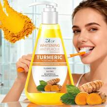 Pasta de dientes de cúrcuma, elimina profundamente las manchas y la decoloración, blanquea los dientes, es suave y no irritante, protege la salud de las encías y proporciona un aliento fresco. - Amarillo - Ver 4