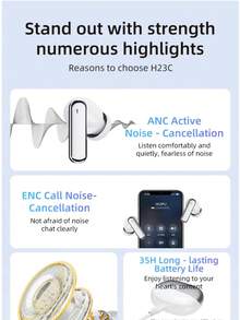 HP True Wireless In-Ear Bluetooth Headphones Model H10i, Bluetooth 5.3, Long Battery Life, Intelligent Call Noise Cancellation, New Version - Grey - View 4