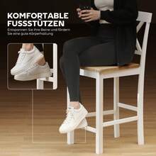 HOMCOM Set Of 2 Bar Stools With Backrest And Footrest, Rubberwood, For Kitchen, Dining Room, Bar, Oak+White - 1 - 查看 11