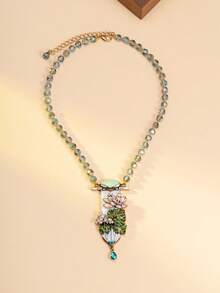 Bộ trang sức hoa sen tráng men cổ điển 1 chiếc và 1 đôi bông tai, Bộ trang sức hai món gồm vòng cổ và bông tai đính hạt pha lê phong cách Châu Âu & Mỹ, Phụ kiện nghệ thuật tự nhiên - Bộ trang sức hoa sen tráng men cổ điển, Vòng cổ + bông tai pha lê nhiều màu phong cách Châu Âu & Mỹ, Bộ thiết kế sang trọng - Bộ trang sức hoa sen nghệ thuật cổ điển, Vòng cổ và bông tai pha lê màu tráng men phong cách Châu Âu & Mỹ, Phụ kiện dự tiệc & nghệ thuật - Trang phục nghệ thuật hàng ngày: Kết hợp với váy hoa, áo sơ mi vải lanh để thêm nét nghệ thuật tự nhiên, Thích hợp cho những dịp bình thường như ghé thăm quán cà phê và tham quan vườn bách thảo - Nhiều màu - Xem 3