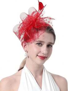 3pcs Fascinator With Lace Gloves Feather Tea Party Hat For Horse Racing Flower Kentucky Derby Hat For Women&Girls Mother's Day Gift. - 戴手套的風格 - 查看 7