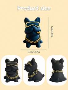 1pc Cute Resin Bulldog Car Decor, With Golden Chain And Glasses - Funny Dashboard Ornament, Suitable For Dog Lovers, Humorous Car Interior Accessory, Lightweight And Easy To Install, Perfect Gift For Male And Female Drivers, Adds Charm And Personalized To Any Vehicle.