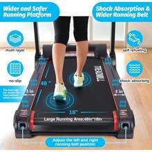 3.5HP Negro Caminadora Plegable con Inclinación y Monitor de Ritmo Cardíaco Banda Ancha 48"x18" para Ejercicio en Casa u Oficina - Negro - Ver 9