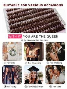 160片棕色独立式假睫毛套装，80D睫毛，自然蓬松DIY假睫毛，3D人造轻盈貂毛假睫毛，打造最佳DIY假睫毛，日常佩戴、万圣节、圣诞节、约会和派对皆宜。 - C - 查看 5