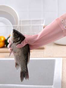1 Pair/2 Pairs/3 Pairs Silicone Dishwashing Gloves, Long Cuff - Pink - View 2