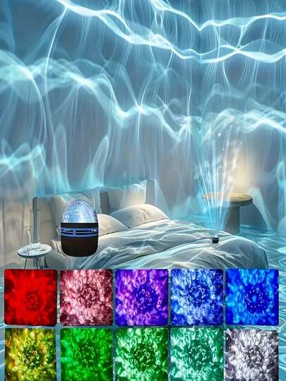 1pc Remote Controlled Water Ripple Projection Light, Reflection LED Magic Ball Night USB Powered, Indoor Glow In The Dark Home Theater Ceiling ation, Bedroom Holiday Wand ations, Birthday view 5