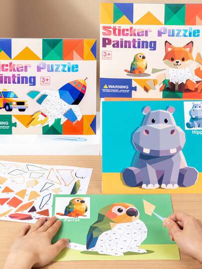 1pc 3D Geometric Stickers For Kids' Crafts Creative Educational Toys For Preschoolers DIY Stickers For Early Learning And Focus Development,3D Geometric Stickers For Preschoolers DIY