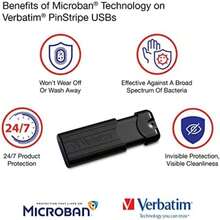 Verbatim - Unidad Flash retráctil de 32 GB Pinstripe USB 3.2 Gen 1, 10 Unidades, Color Negro(128 GB paquete de 1) - Tipo 1 - Ver 6