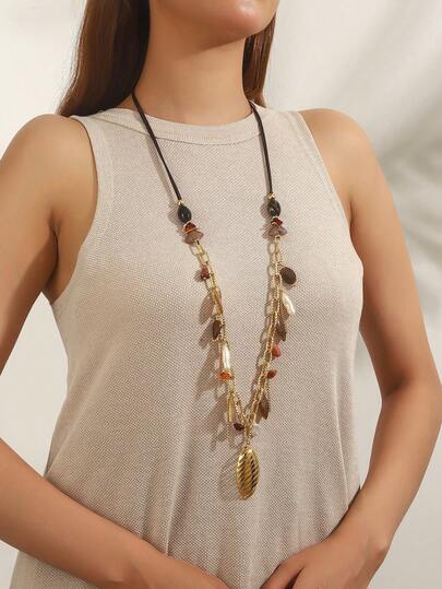 1 Stück modische Halskette mit Metallkette und Perlen, geeignet für den täglichen Gebrauch von Frauen