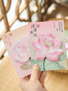 1pc Random Floral Shaped Sticky Notes Memo Pad, Student Office Supplies,School Supplies,Back To School - 彩色 - 查看 2
