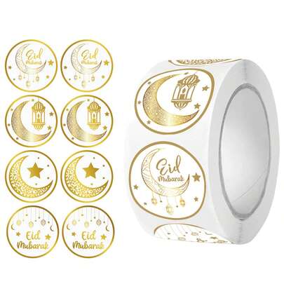 500pcs Eid Mubarak & Ramadan Kareem Blessing Stickers, Festive Decoration For Islamic Ramadan Themed Party, Gifts Packaging, Home Decor, Suitable For Ramadan 2026