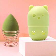 Sponge Holder+ Blender Travel Case Sponge Blender Drying Stand Storage Containers PinkPurple - Blue & Green - View 3