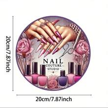 1pc Vintage Aluminum Nail Art Wall Decor - 7.87x7.87 Inch Floral Manicure Design With Pink Roses & Pearls, Retro Metal Wall Art For Living Room, Bedroom, Office, Outdoor - No Tools Needed, Perfect Holiday Gift, Bedroom Decoration | Intricate Design - 彩色 - 查看 8