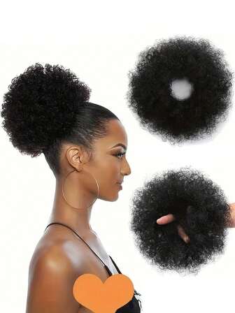 1pc Elegant African Curly Synthetic Hair Bun For Women - Thick Voluminous Updo Hairpiece With Secure Clip-In Design, Heat-Resistant Synthetic Fibers, Natural Look For Weddings Parties Everyday Hairstyles, Hair Accessories, Party Hairpiece, Secure Clip Attachment ,Hair Rope ,Ponytail Holders ,Hair Elastics ,Hair Rubber Bands ,Scrunchies