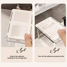 3pcs Mirrored Cabinet Drawer Storage Boxes - Transparent Pull-Out Bathroom Storage Set | Ultra-Thin Space-Saving Design, Suitable For Large Amount Of Toiletries/Cosmetics (Waterproof Multi-Piece Set, Say Goodbye To Clutter)