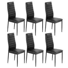 Extendable Dining Table And Chairs Set Of 6,Dark Wood Grain Table With 6 Black High Back Dining Chairs,Modern Dining Table Set For Home/Kitchen - Mesa con veta de madera + 6 sillas negras - Ver 6