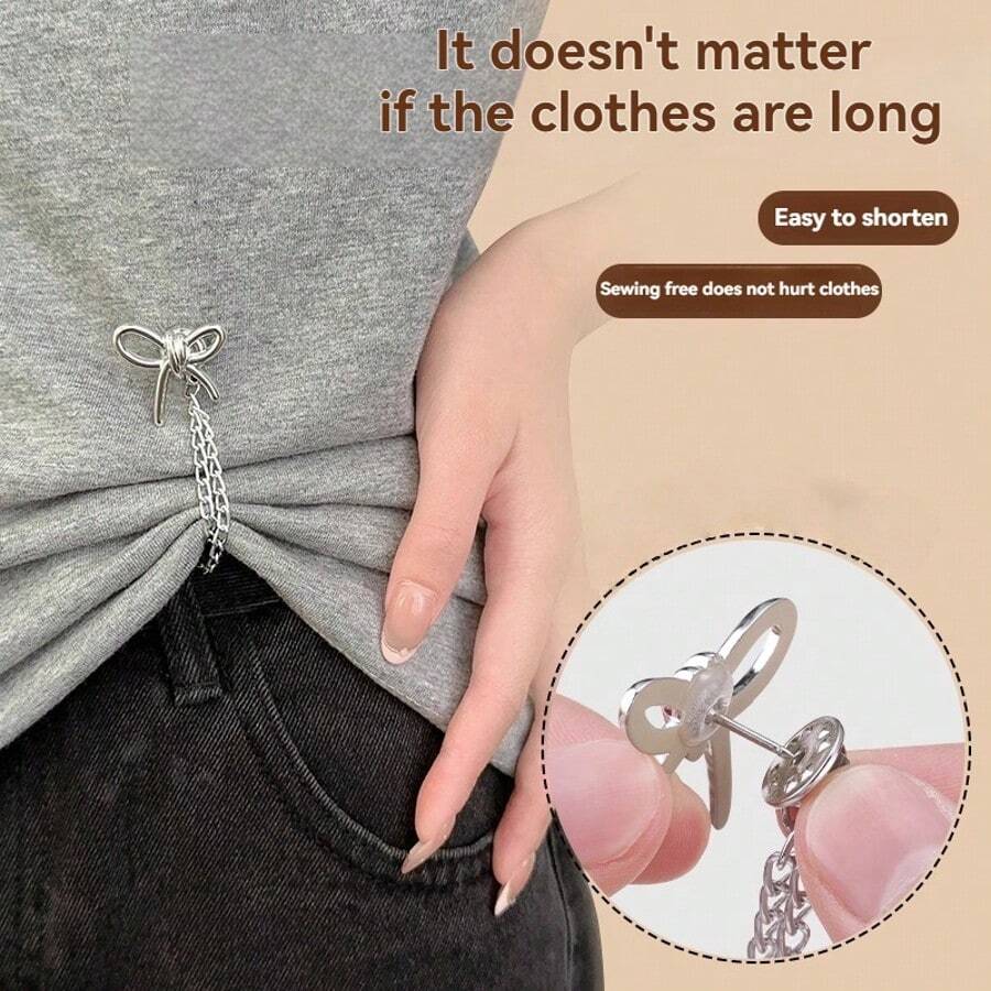 2/4个可调节袖口夹、纽扣夹、腿夹、袖口固定器，无需缝纫，可拆卸且耐用，适用于T恤、牛仔裤、衬衫、围巾、时尚服装纽扣、服装夹、围巾夹