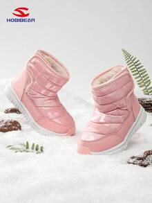 HOBIBEAR 1 双儿童雪地靴，冬季保暖防水防滑幼儿鞋，适合男孩和女孩，保暖内衬户外运动步行鞋，适合冬季 - 粉色 - 查看 4