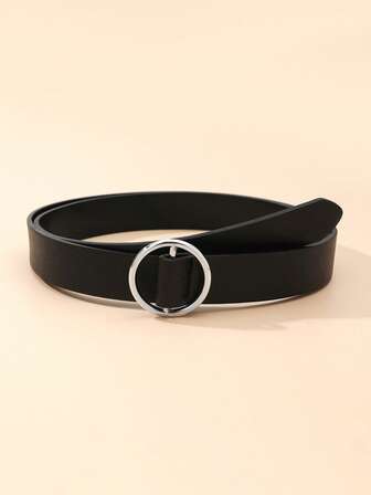1pc Women's PU Leather Belt, Round Buckle, Fashion Casual Waist Belt