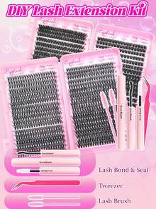 720 piezas de pestañas postizas D-Curl esponjosas, alta capacidad, adecuadas para crear un maquillaje de ojos denso, voluminoso y natural, DIY belleza, tutorial de capacidad individual grande para el hogar, adecuado para principiantes, principiantes, artistas del maquillaje, suave y de larga duración - Negro - Ver 4