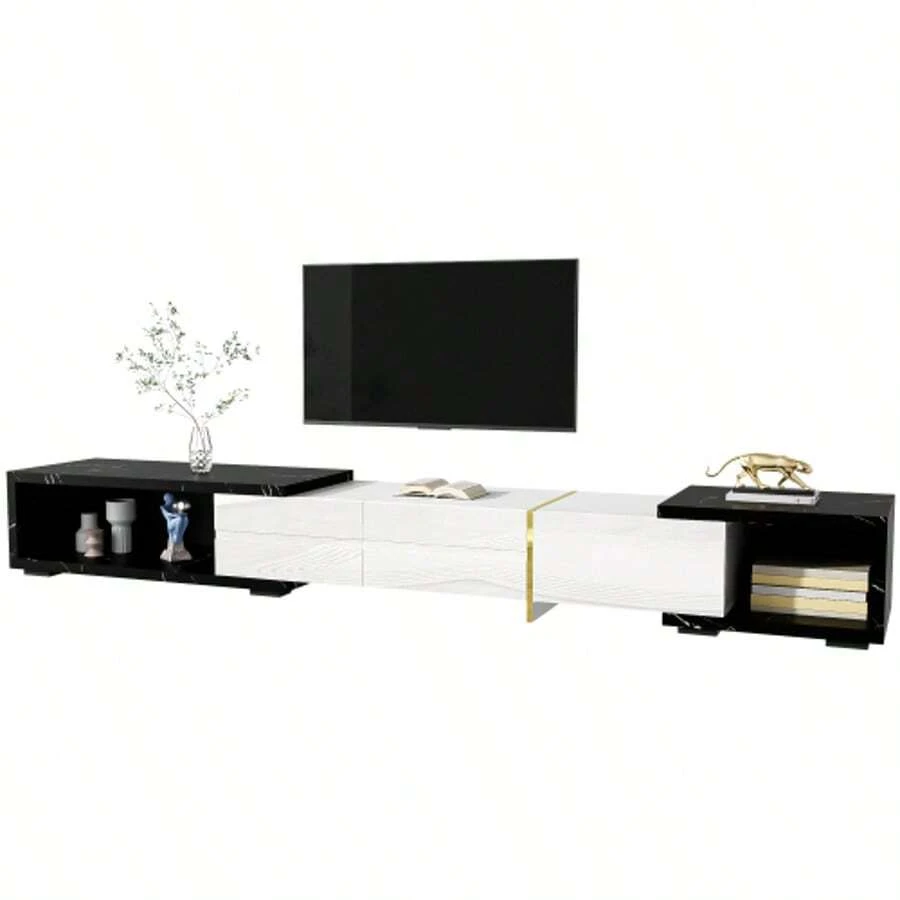 Television Stands & Entertainment Centers - Black,Marble,White - View 1