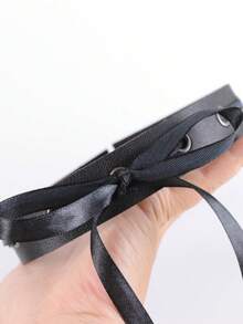 黑色哥特风颈链，女士时尚哥特颈链，男士朋克摇滚皮革颈链，Emo原宿蒸汽朋克饰品 - 黑色XQ-426 - 查看 5