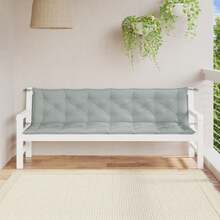 vidaXL Gartenbank-Auflagen 2 Stück Melange Hellgrau 200x50x7 Cm Stoff - Grey - View 3
