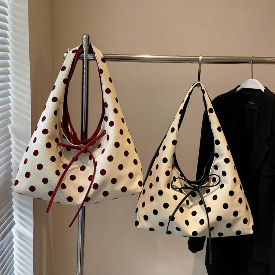 Cute Chic And Functional Bow Detail Shoulder Bag: Large Capacity For Daily Commute Or Party Events - - Perfect Companion For Shopping, Office, Or Social Gatherings - 黑色 - 查看 1