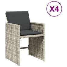 vidaXL 4 Stück Hellgraue Gartenstühle Mit Kissen, Poly Rattan - Grigio - Visualizzare 2