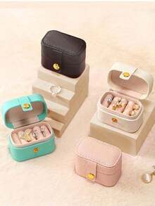 1 Mini Portable Travel Simple Leather Jewelry Storage Box, Travel Portable Earring Ring Necklace Jewelry Storage Box, Used For Displaying Rings, Necklaces, Earrings And Gift Packaging, Valentine's Day Gifts,Christmas Decoration,Bedroom Decor,Room Decor Bedroom,Christmas Gifts,Christmas Decorations,Christmas Decorations Home - 彩色 - 查看 6