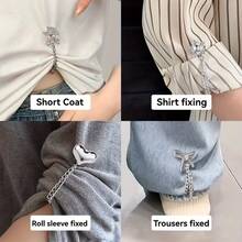 2/4个可调节袖口夹、纽扣夹、腿夹、袖口固定器，无需缝纫，可拆卸且耐用，适用于T恤、牛仔裤、衬衫、围巾、时尚服装纽扣、服装夹、围巾夹 - 彩色 - 查看 10