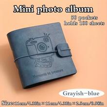 1 ألبوم صور صغير - غلاف جلد اصطناعي، سعة 100 جيب - صفحات داخلية قابلة للاستبدال، صندوق تخزين للسفر/التذكارات - هدية عيد شرورية، دفتر تجميع الصور، منظم ذكريات ، صندوق مجموعة مدمج، ديكور منزلي بسيط - متعدد الألوان - مشاهدة 7