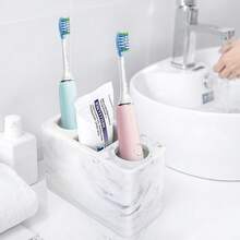 Electric Toothbrush Holder, 3 Slots Large Marble Toothbrush Toothpaste Stand, Resin Storage For Bathroom Accessories Vanity Counter Sink Organizer Caddy Marble Style- Ink White{Inchsize_nameinch:Inch3Slotsinch,Inchcolor_nameinch:InchInkWhiteinch} - Mực Trắng - Xem 8
