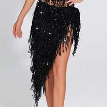 Nova Echarpe de Dança do Ventre com Franjas de Lantejoulas, Xale Triangular, Corrente de Cintura para Apresentações de Dança Oriental e Iniciantes