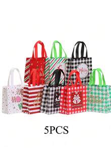 25pcs Christmas Gift Bags, Alternative Christmas Element With Handle Non-Woven Fabric Gift Bags - Holiday Skull Design, Durable Polyester, Suitable For Birthday, Anniversary And Holiday Gift Exchange, Christmas Gift Bags - Multicolor - View 12