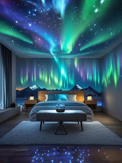 Aurora LED Nordlicht Projektor - USB betrieben, Galaxie Sternenhimmel Lampe mit Fernbedienung, Aurora Effekt (Grün, Blau, Pink, Lila, Weiß, Gold), kompakt für Schlafzimmer, Wohnzimmer, Büro Dekoration, geeignet für Weihnachten, Geburtstagsfeiern, Heimkino - Plug and Play Ambiente Beleuchtung, gemütliche Atmosphäre schaffen, Himmelsdesign, hochwertige Projektion, dekorative Beleuchtung, Eventplanung