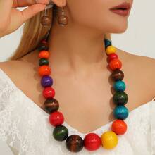 Bohemian Style Vintage Women's Long Beaded Necklace And Earring Set, Unique Women's Jewelry Set