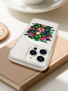 Lujo Ligero, Estilo y BellezaCaso de teléfono con arte serpiente rosaFunda de Teléfono Transparente con Protección Magnética, Compatible con 17PROMAX, 17PRO, 17Air, 17, 16PROMAX, 16PRO, 15PROMA - transparente - Ver 5