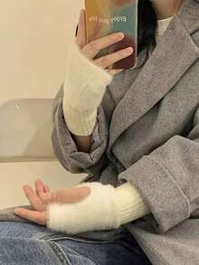 2 Pairs Fingerless Knitted Gloves For Women, Warm Winter