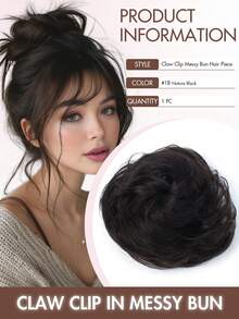 1pc/2pcs Messy Bun Hair Piece With Claw Clip, Real Human Hair Bun, Curly Wavy Fluffy Hair Bun Hair Scrunchie, Medium Brown Ombre Clip-In Hair Bun. Large Messy Bun Hair Piece With Claw Clip, Real Human Hair Bun, Wavy Bun Hair Piece, Updo Hair Piece, Women Claw Clip Ponytail, Wavy Claw Clip Messy Bun Hair Clip, Real Human Hair Bun Hairpiece, Soft Hair Bun Piece, Women Daily Wear. - Multicolor - View 25
